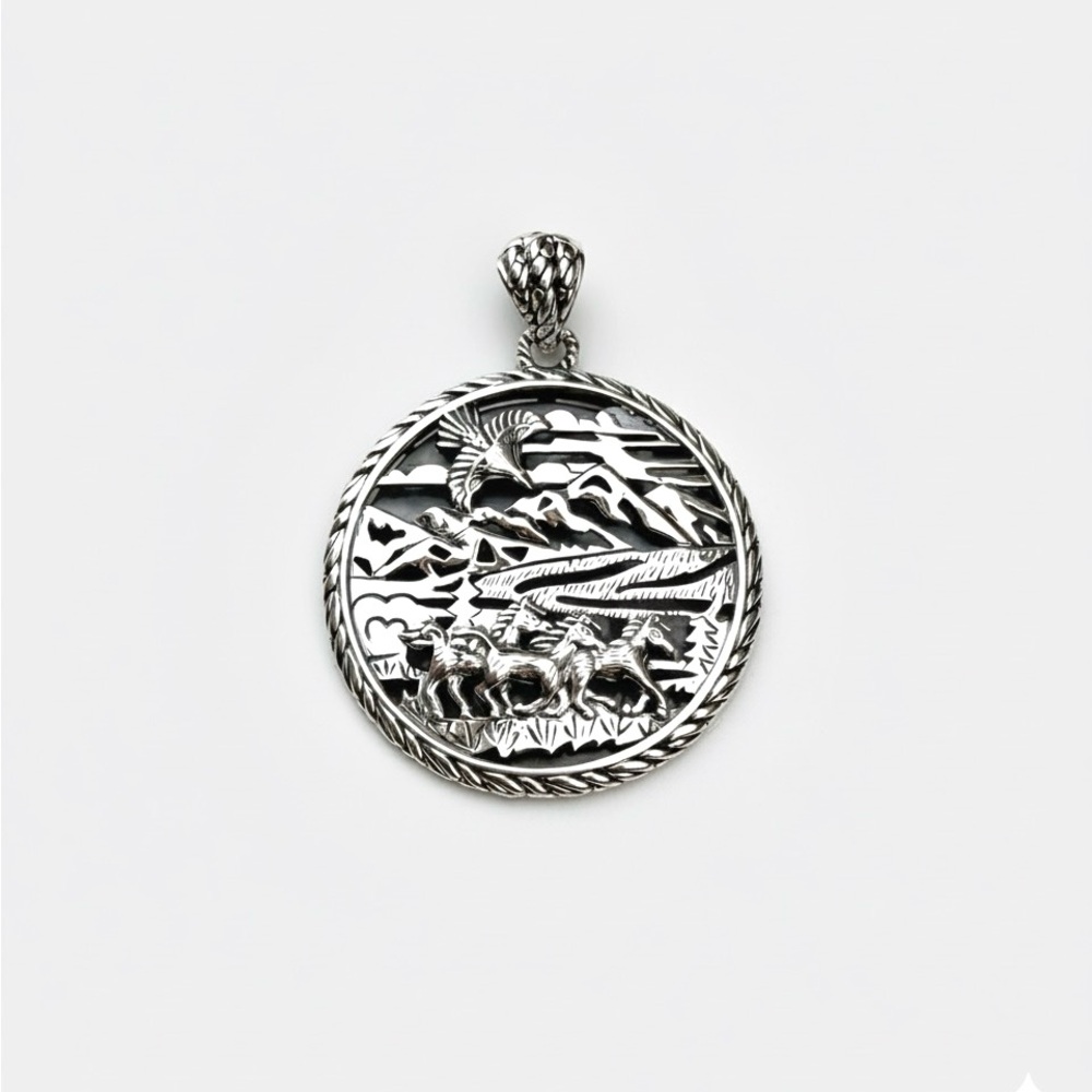 JAI Sterling Silver Medallion Enhancer with Intricate Design (NEW)